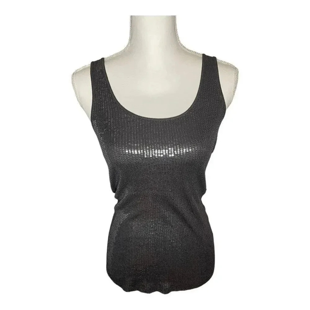 Express sexy basic sequined tank size small in gr… - image 1